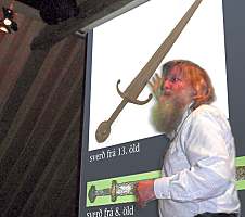 Viking weapons lecture at Landnamssetur